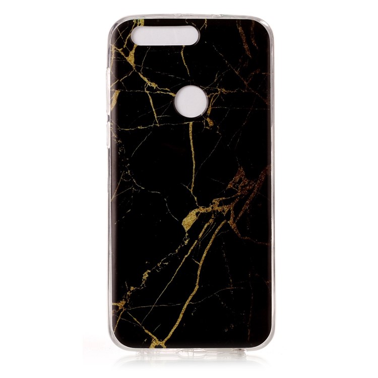 IMD Marble Pattern TPU Mobile Casing Cover for Huawei Honor 8 - Black / Gold-2