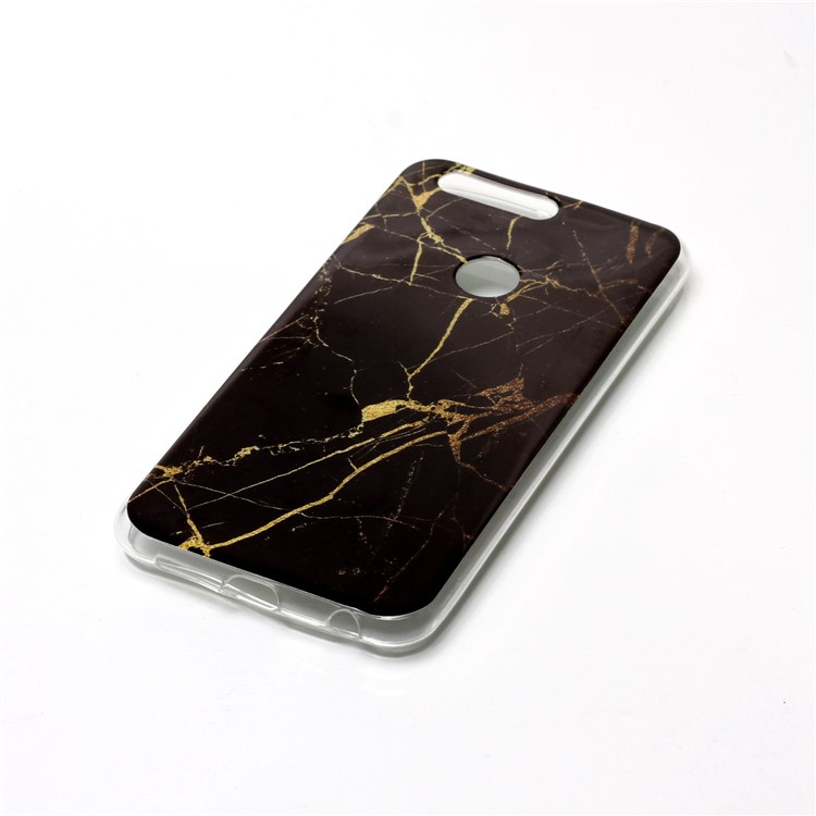 IMD Marble Pattern TPU Mobile Casing Cover for Huawei Honor 8 - Black / Gold-3