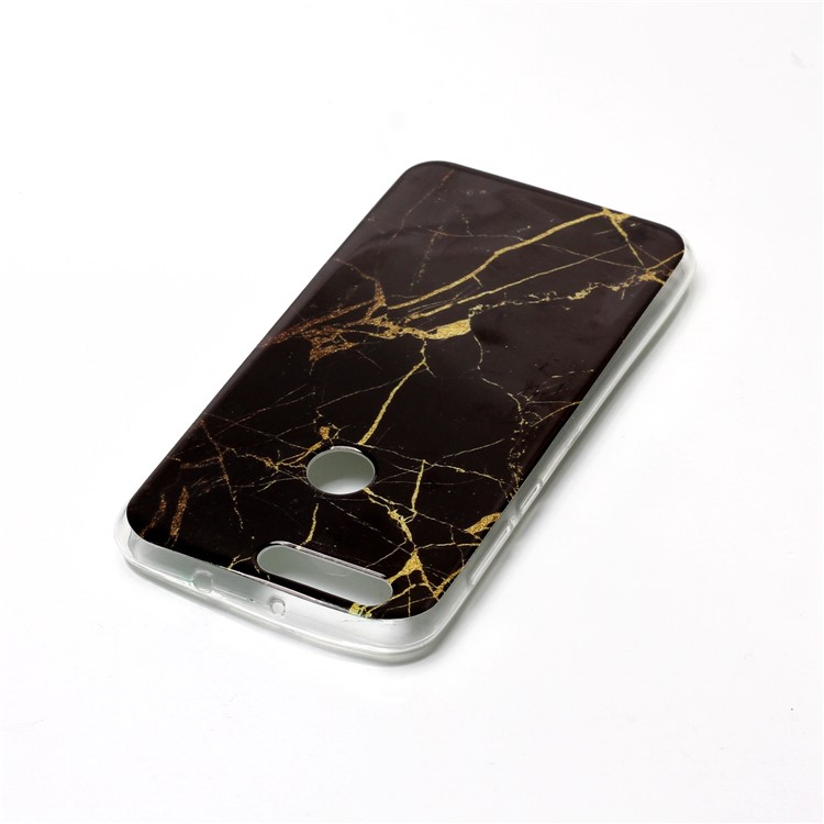 IMD Marble Pattern TPU Mobile Casing Cover for Huawei Honor 8 - Black / Gold-4
