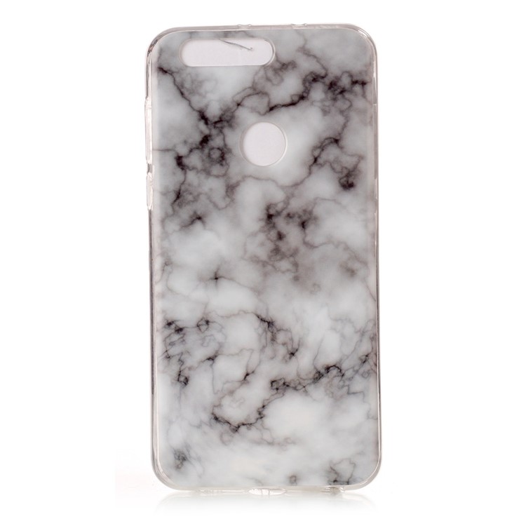 Marble Pattern TPU Phone Case Accessory for Huawei Honor 8 - White / Grey-2