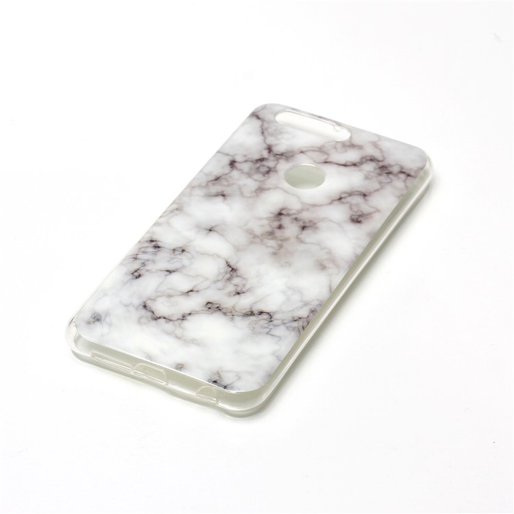 Marble Pattern TPU Phone Case Accessory for Huawei Honor 8 - White / Grey-3