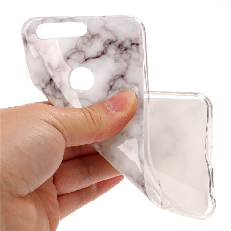 Marble Pattern TPU Phone Case Accessory for Huawei Honor 8 - White / Grey-5