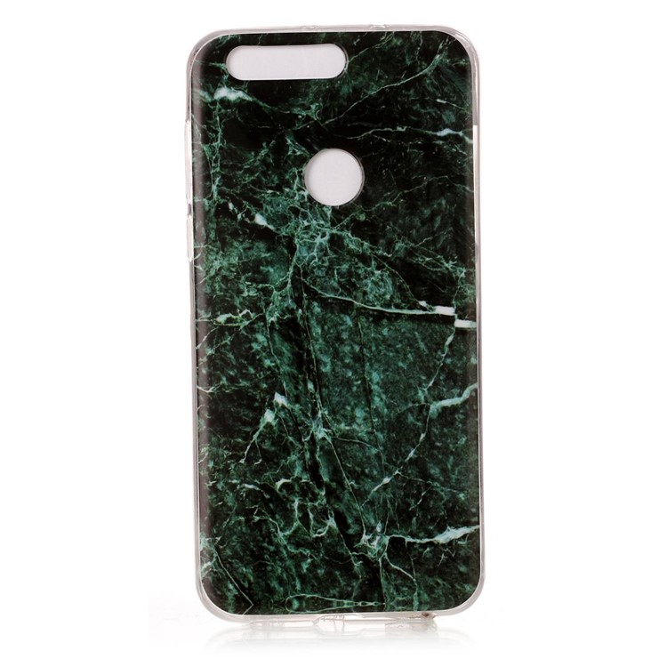 Marble Pattern TPU Case IMD Cover for Huawei Honor 8 - Dark Green-2