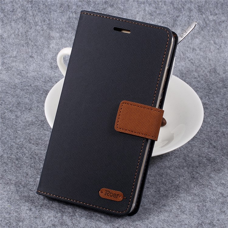 ROAR KOREA Twill Grain PU Leather Phone Case for Huawei Mate 9 - Black-1