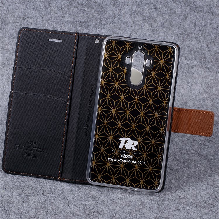ROAR KOREA Twill Grain PU Leather Phone Case for Huawei Mate 9 - Black-10