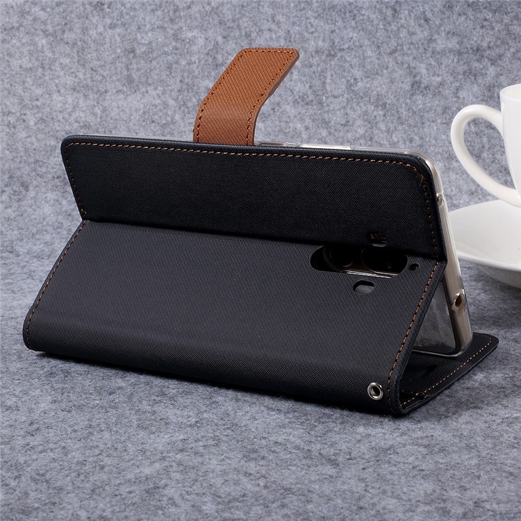 ROAR KOREA Twill Grain PU Leather Phone Case for Huawei Mate 9 - Black-7