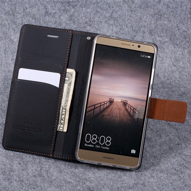 ROAR KOREA Twill Grain PU Leather Phone Case for Huawei Mate 9 - Black-8
