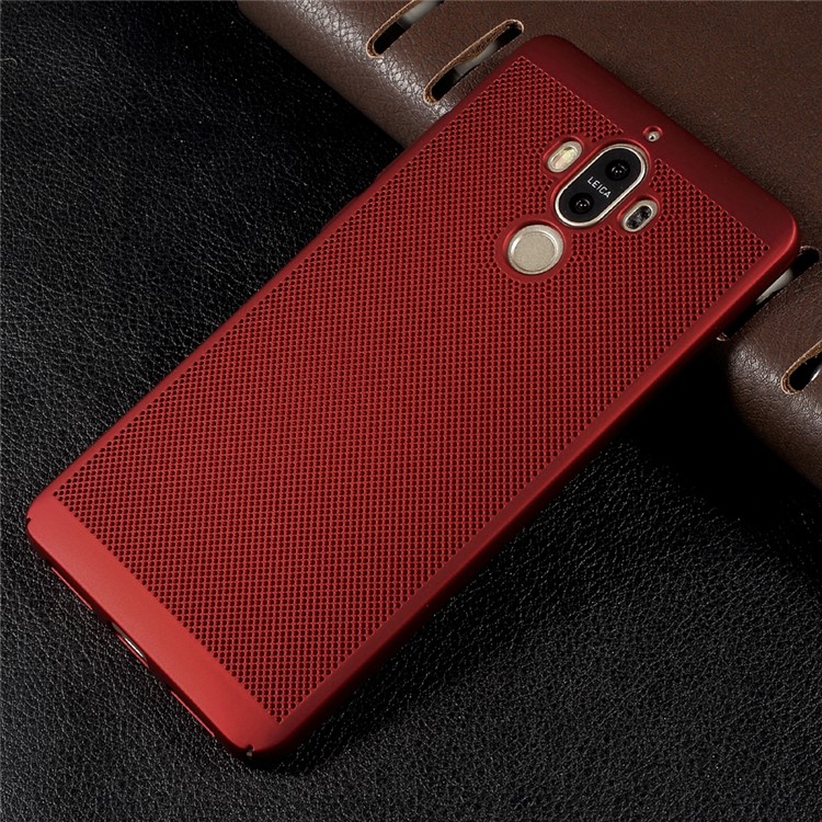 Hollow Mesh Heat Dissipating Rubberized Hard PC Shell for Huawei Mate 9 - Red-1
