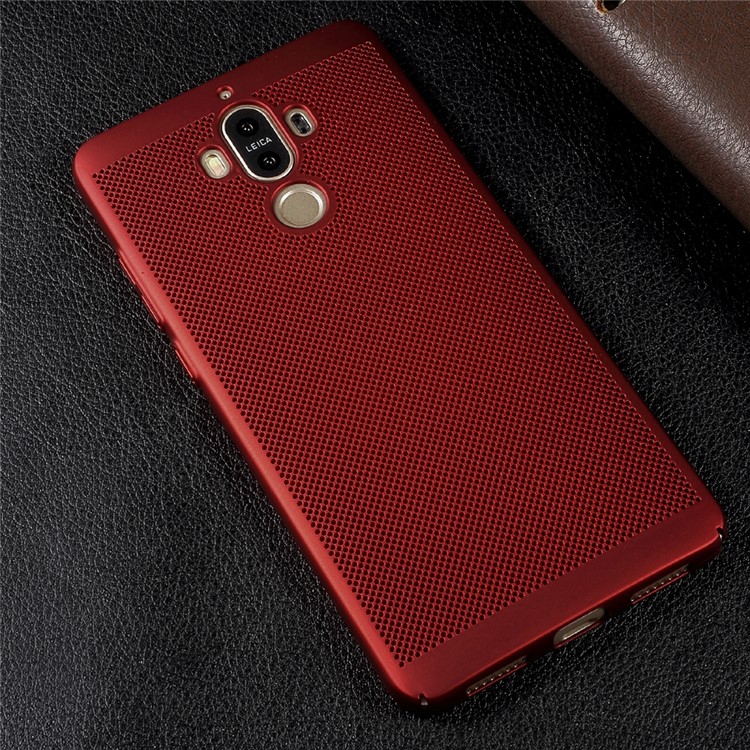 Hollow Mesh Heat Dissipating Rubberized Hard PC Shell for Huawei Mate 9 - Red-3