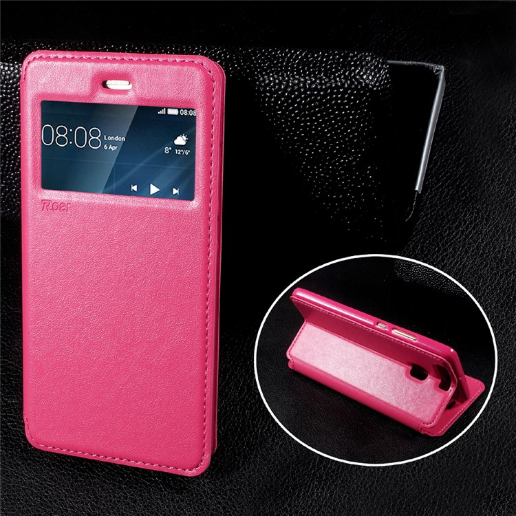 ROAR KOREA Noble Leather View Window Stand Phone Case for Huawei P9 - Rose-1