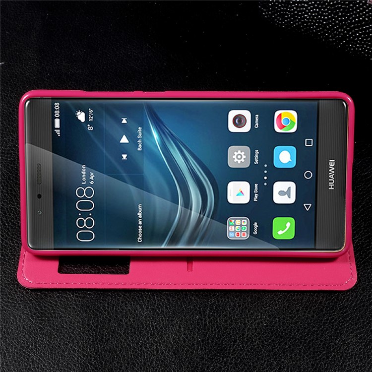 ROAR KOREA Noble Leather View Window Stand Phone Case for Huawei P9 - Rose-3