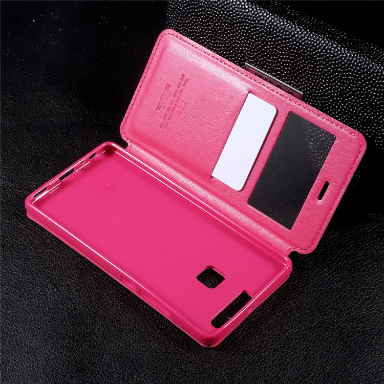 ROAR KOREA Noble Leather View Window Stand Phone Case for Huawei P9 - Rose-5