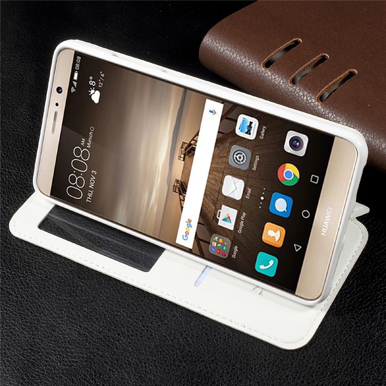 ROAR KOREA View Window Leather Stand Phone Case with Card Slot for Huawei Mate 9 - White-3