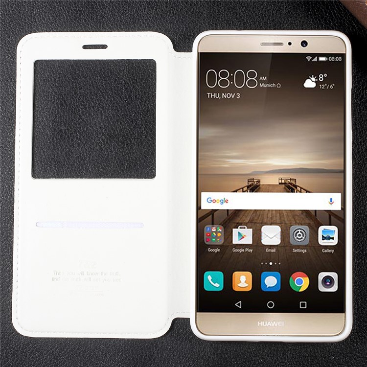 ROAR KOREA View Window Leather Stand Phone Case with Card Slot for Huawei Mate 9 - White-5