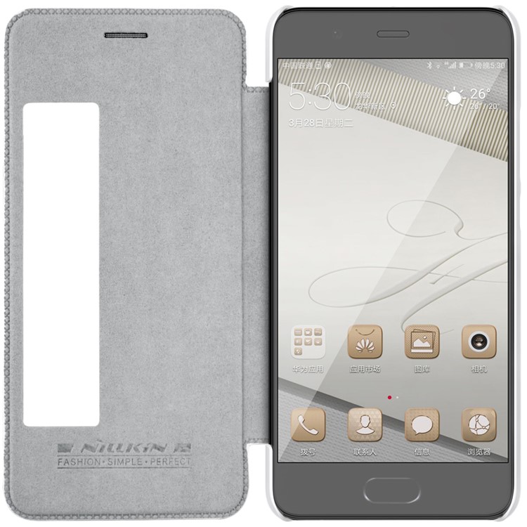 NILLKIN Qin Series View Window Leather Smart Phone Case for Huawei P10 Plus - White-6