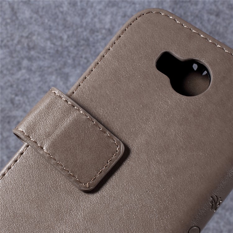 Butterfly Flower Imprinted Leather Case with Lanyard for Huawei Y3II / Y3 II - Grey-7