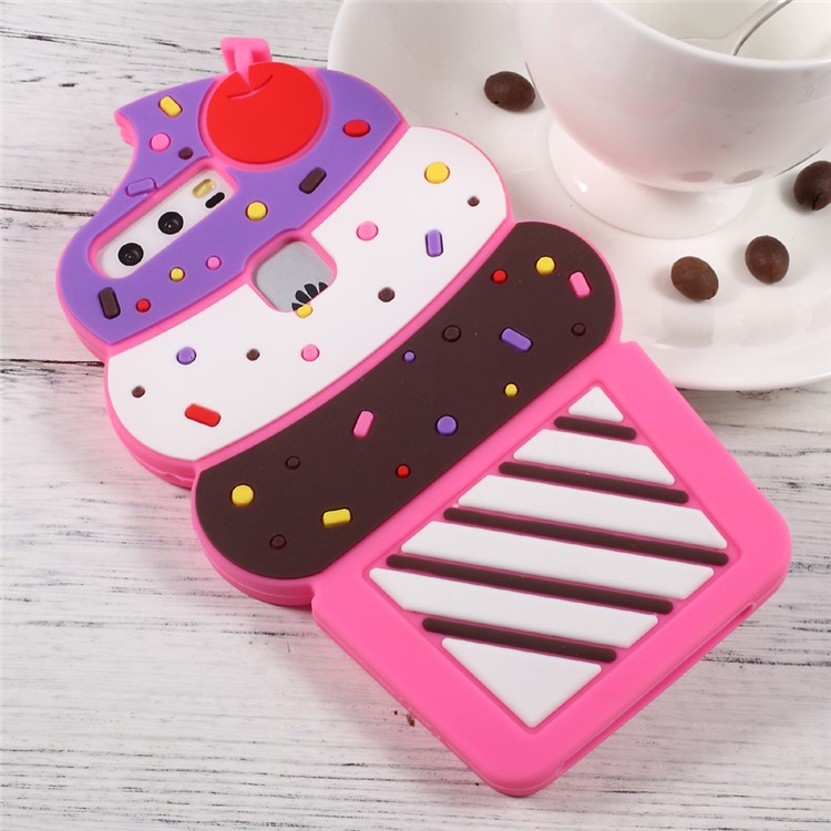 3D Cherry Ice Cream Soft Silicone Cell Phone Case for Huawei P10 - Rose-3
