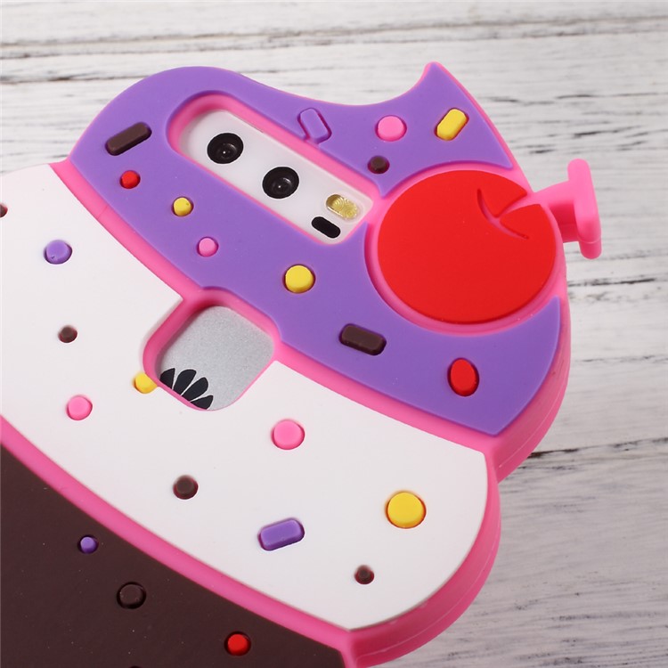 3D Cherry Ice Cream Soft Silicone Cell Phone Case for Huawei P10 - Rose-4