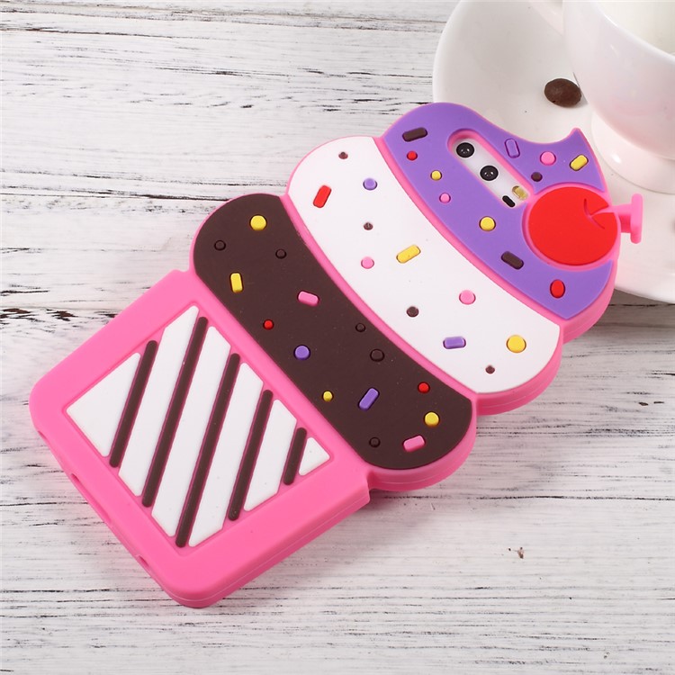 3D Cherry Ice Cream Silicone Mobile Phone Case for Huawei P10 Plus - Rose-1