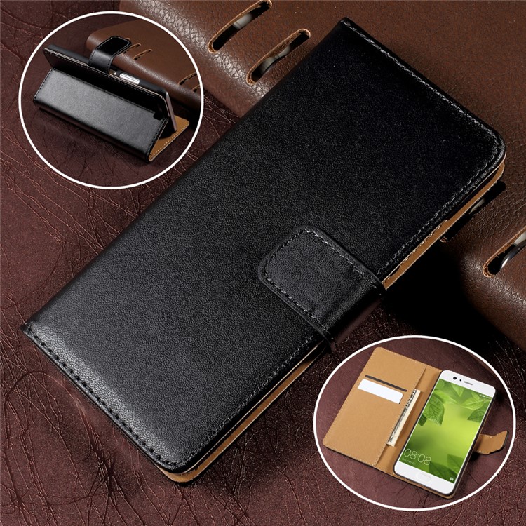 Wallet Stand Split Leather Phone Case Cover for Huawei P10 - Black-1