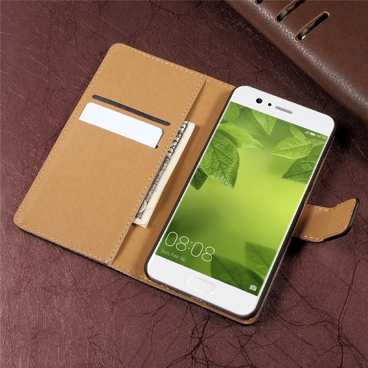 Wallet Stand Split Leather Phone Case Cover for Huawei P10 - Black-8