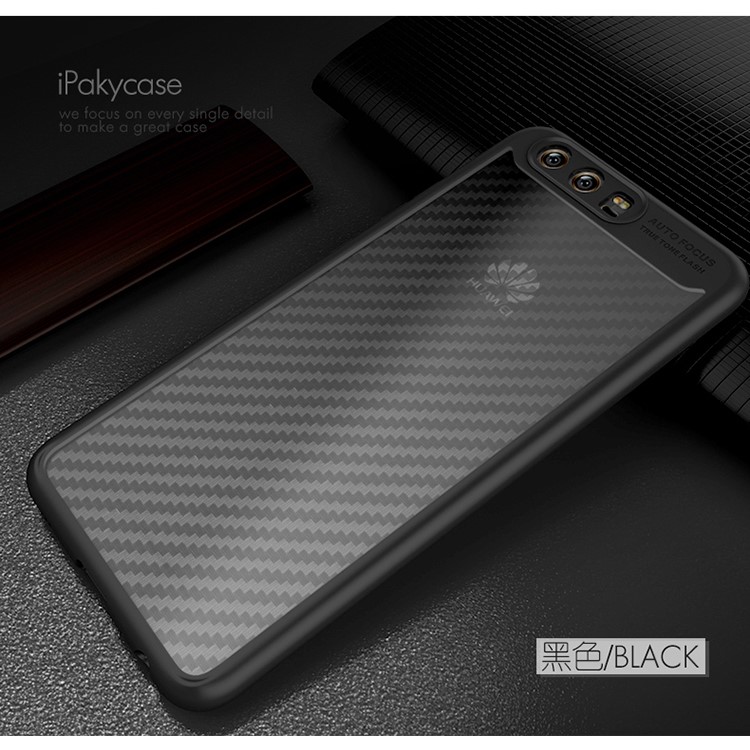 IPAKY TPU + Acrylic Phone Shell + Carbon Fiber Back Film for Huawei P10 - Black-1