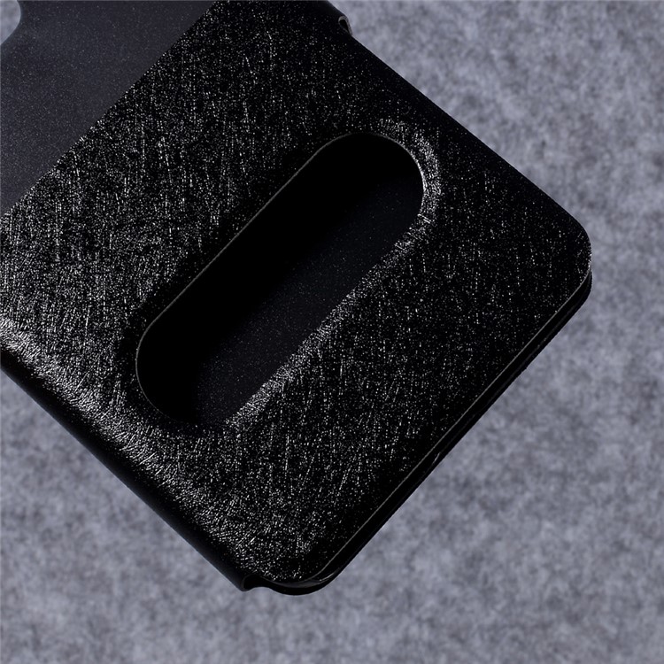 Silk Texture Double Window Leather Stand Flip Mobile Phone Case Cover for Huawei P10 Lite - Black-4