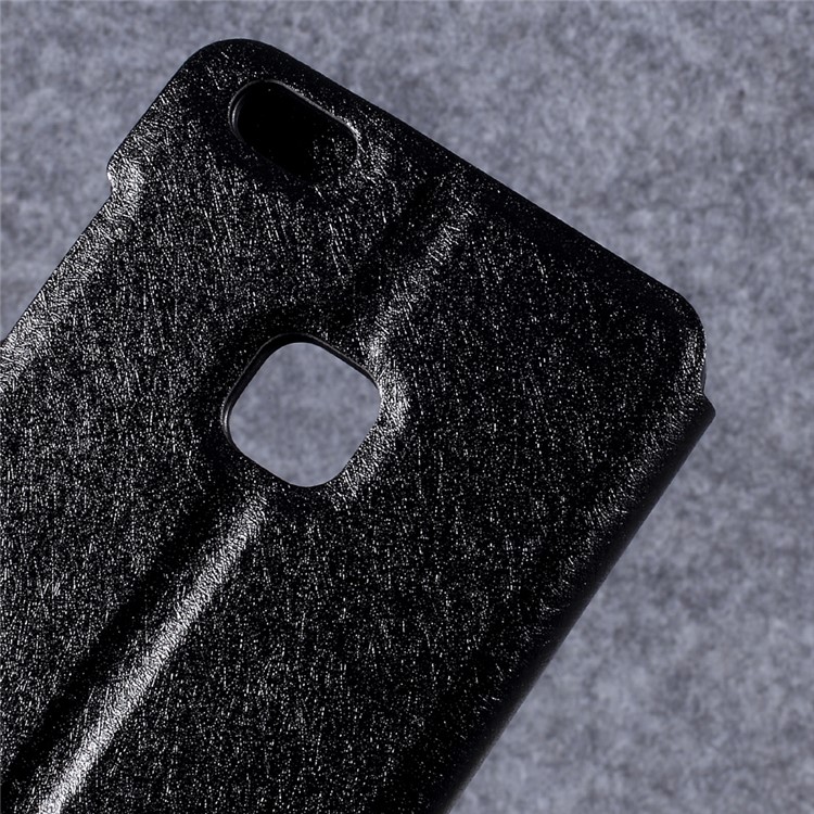 Silk Texture Double Window Leather Stand Flip Mobile Phone Case Cover for Huawei P10 Lite - Black-5
