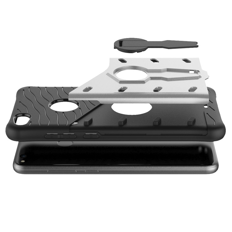 Armor PC + TPU Hybrid 360-Degree Rotary Kickstand Phone Case for Huawei P8 Lite (2017) / Honor 8 Lite - Silver-3
