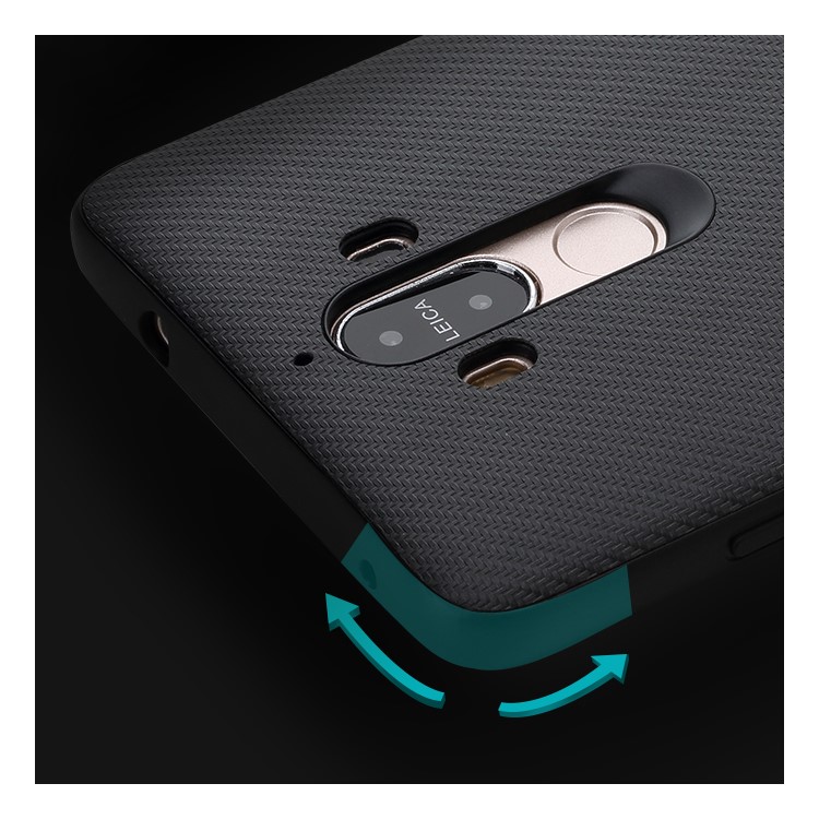 ROCK Origin Series PU Leather Coated Carbon Fiber Texture PC TPU Combo Case for Huawei Mate 9 - Black-4