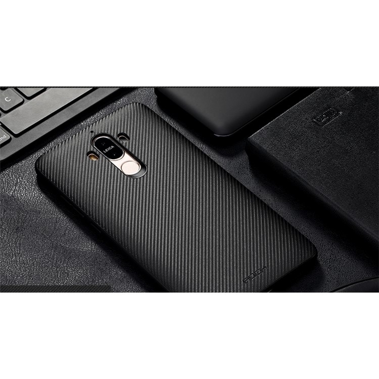 ROCK Origin Series PU Leather Coated Carbon Fiber Texture PC TPU Combo Case for Huawei Mate 9 - Black-5