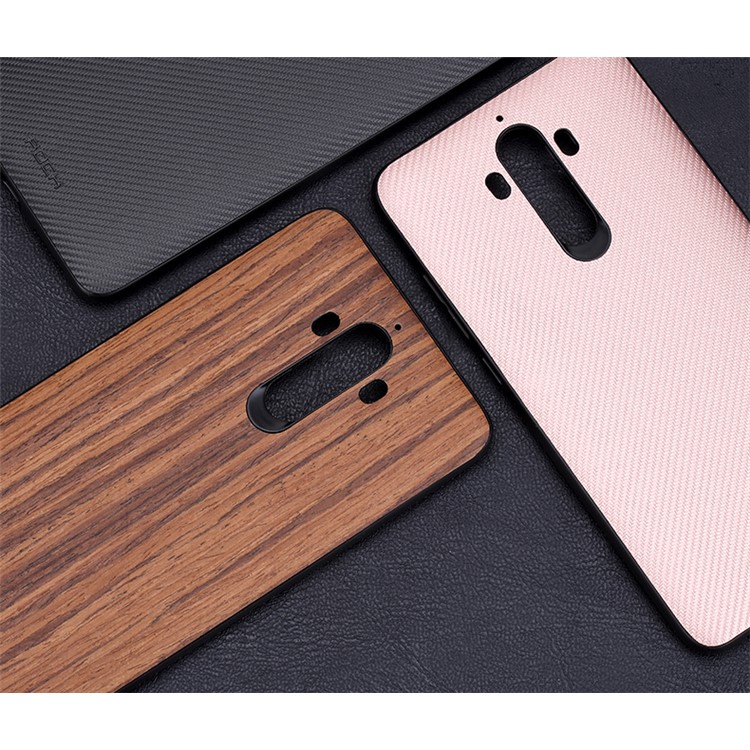 ROCK Origin Series PU Leather Coated Carbon Fiber Texture PC TPU Combo Case for Huawei Mate 9 - Black-6