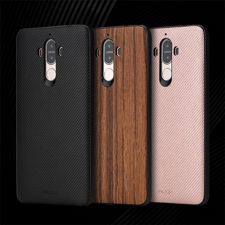 ROCK Origin Series PU Leather Coated Carbon Fiber Texture PC TPU Combo Case for Huawei Mate 9 - Black-8