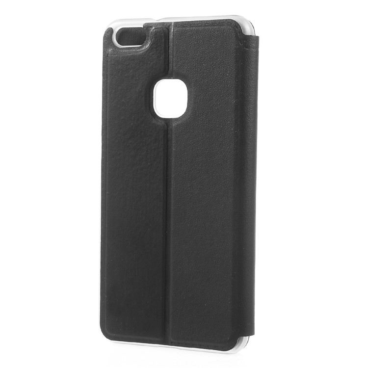 View Window Leather Stand Cell Phone Case for Huawei P10 Lite - Black-2
