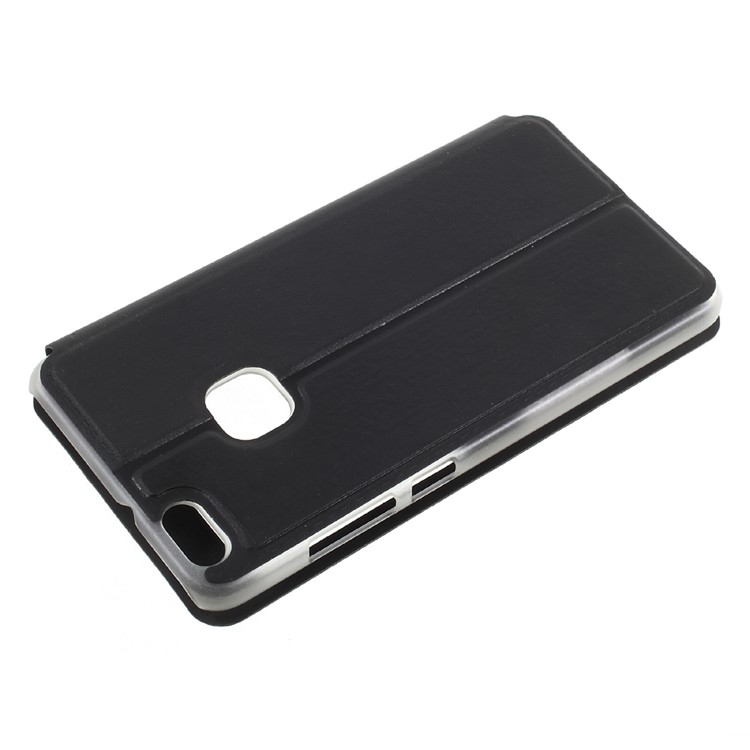View Window Leather Stand Cell Phone Case for Huawei P10 Lite - Black-4