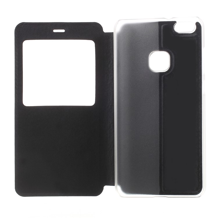 View Window Leather Stand Cell Phone Case for Huawei P10 Lite - Black-7