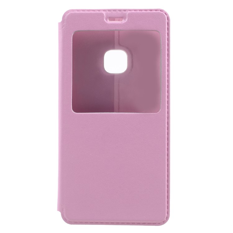 View Window Leather Flip Cell Phone Cover for Huawei P10 Lite - Pink-1