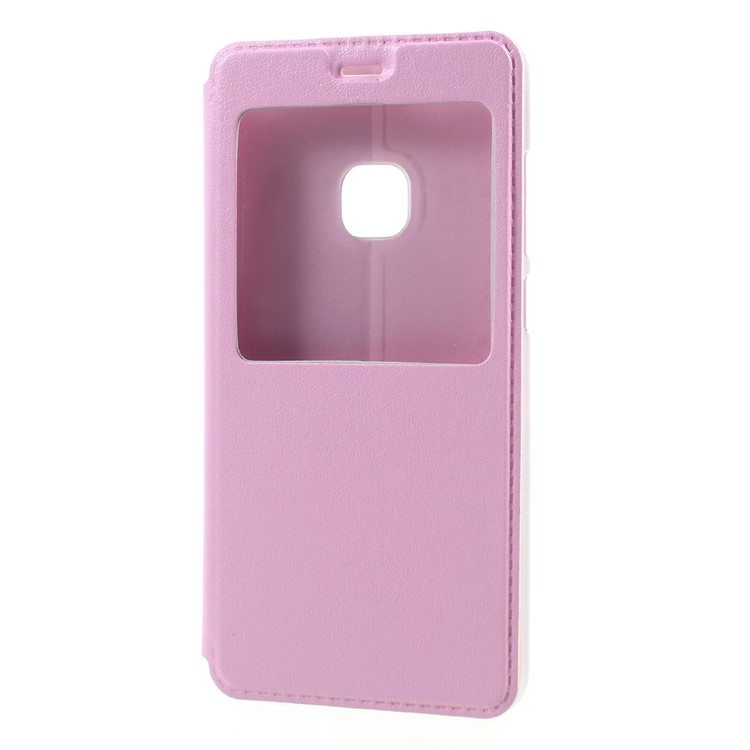 View Window Leather Flip Cell Phone Cover for Huawei P10 Lite - Pink-3