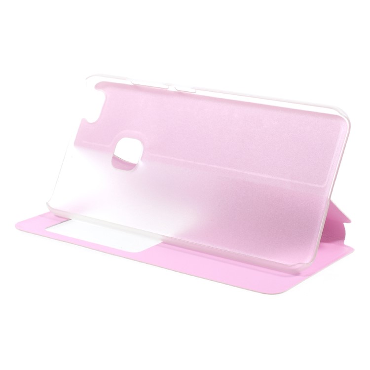 View Window Leather Flip Cell Phone Cover for Huawei P10 Lite - Pink-4