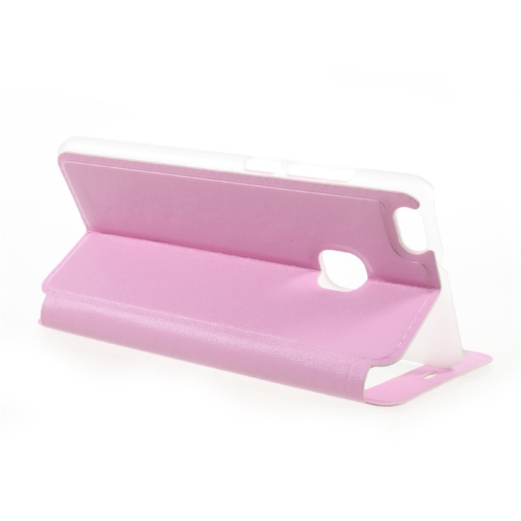 View Window Leather Flip Cell Phone Cover for Huawei P10 Lite - Pink-5