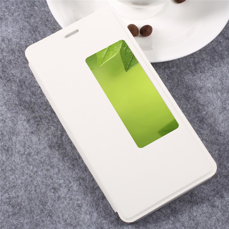 View Window Flip Leather Stand Cell Phone Case for Huawei P10 Plus - White-3
