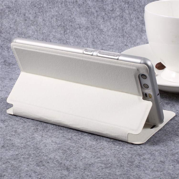View Window Flip Leather Stand Cell Phone Case for Huawei P10 Plus - White-5