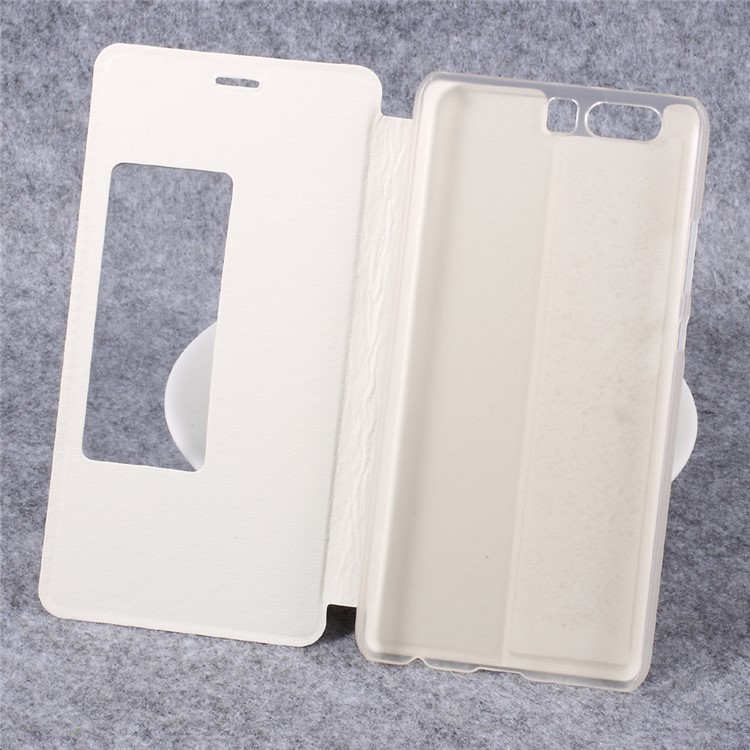 View Window Flip Leather Stand Cell Phone Case for Huawei P10 Plus - White-7