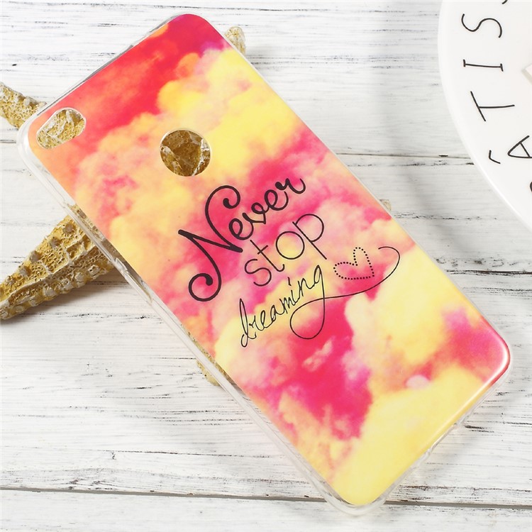 Patterned IMD Soft TPU Gel Phone Case for Huawei P8 Lite (2017)/Honor 8 Lite - Cloud and Quote-3