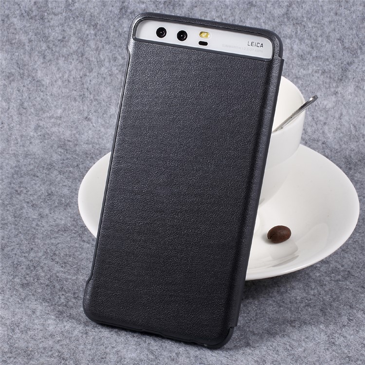 For Huawei P10 Plus Awakening Smart Side Window Leather Flip Case - Dark Grey-2