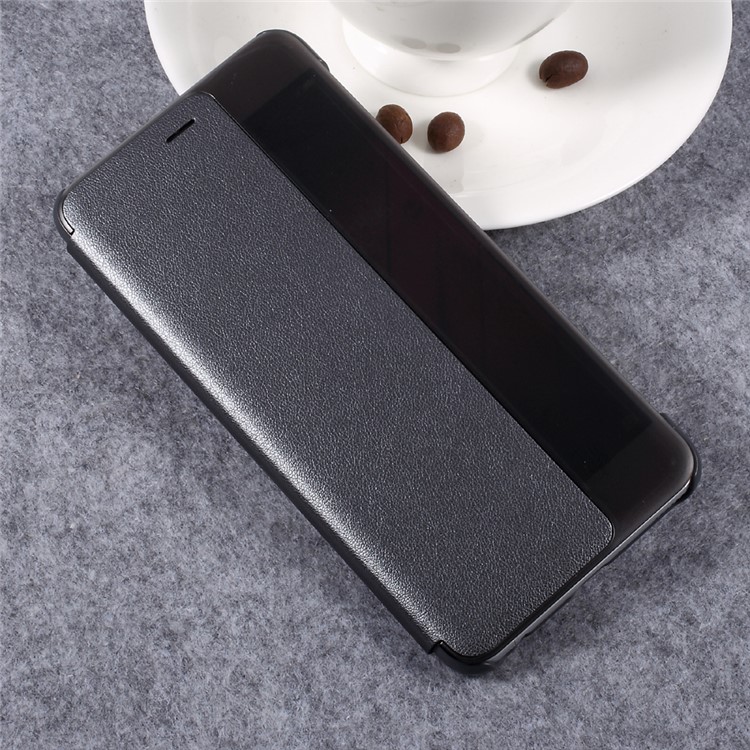 For Huawei P10 Plus Awakening Smart Side Window Leather Flip Case - Dark Grey-3