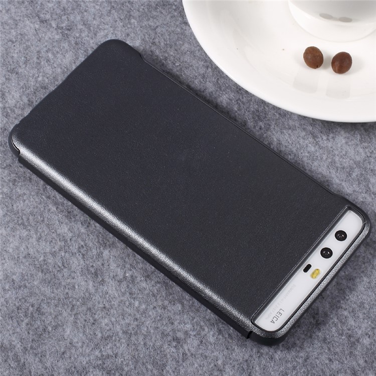 For Huawei P10 Plus Awakening Smart Side Window Leather Flip Case - Dark Grey-4