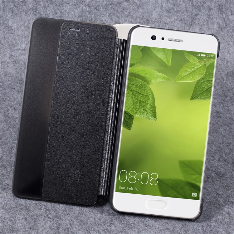 For Huawei P10 Plus Awakening Smart Side Window Leather Flip Case - Dark Grey-7