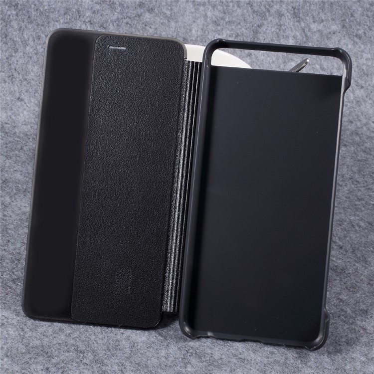 For Huawei P10 Plus Awakening Smart Side Window Leather Flip Case - Dark Grey-8