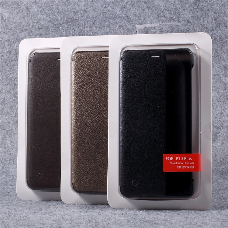 For Huawei P10 Plus Awakening Smart Side Window Leather Flip Case - Dark Grey-9
